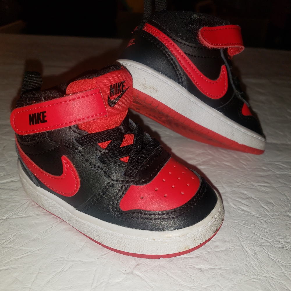 Nike Red and Black Sneakers High-Top Velcro